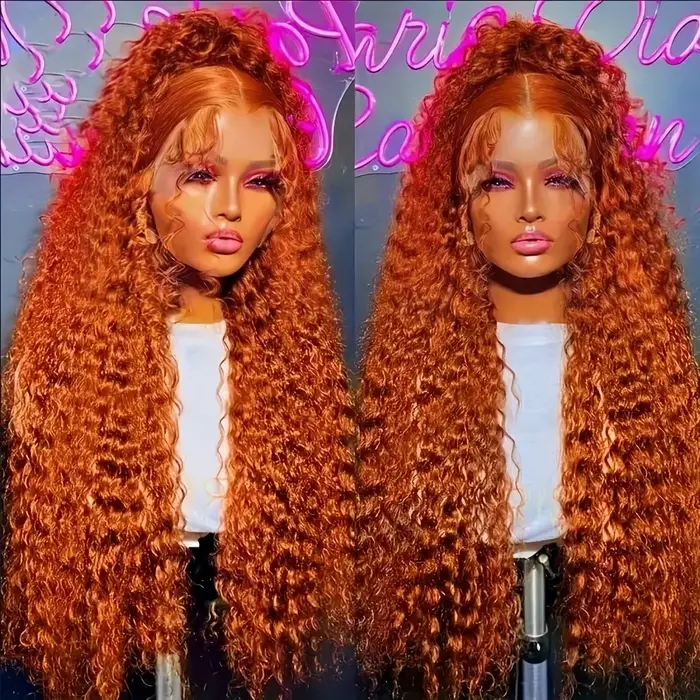 Perruques Lace Front Ondulées Orange Gingembre 30 Pouces 13x4 13x6 # 350 Perruques Colorées en Cheve