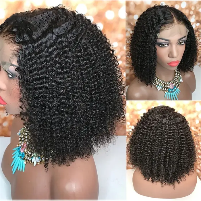 Perruque Lace Front Wig naturelle crépue bouclée-Afro, blond miel ombré 1B 27, 13x6, pre-plucked, la