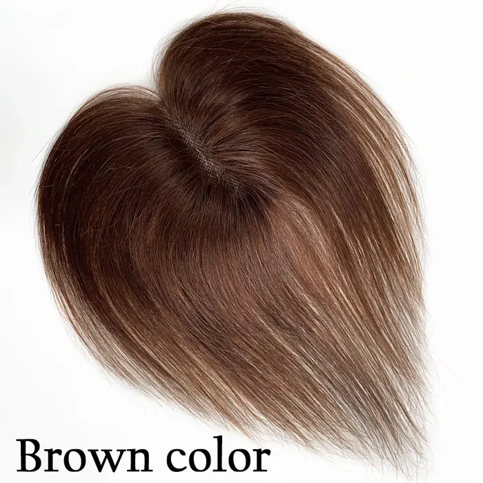 Topper de cheveux humains avec frange de rideau