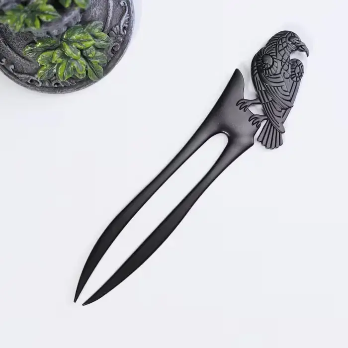 1 épingle à cheveux vintage (avec décoration corbeau viking), coiffe de style punk, un cadeau festif