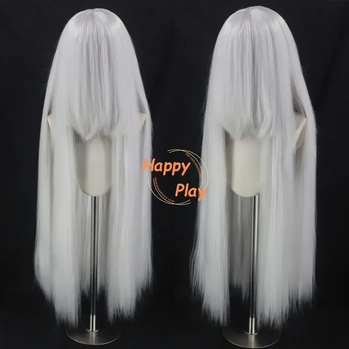 Qualité synthétique Volume épais 500g 39 "100 cm perruque de Cosplay Anime droite avec Bang blanc gris argent Palette de couleurs perruques de base