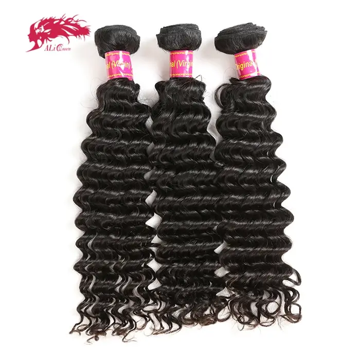 Ali Queen cheveux brésilien vague profonde brut vierge Extension de cheveux 3/4 pièces Lot 12 "- 30"
