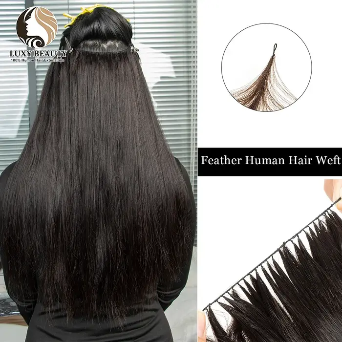 Extensions de Cheveux Humains avec Trame de Plumes