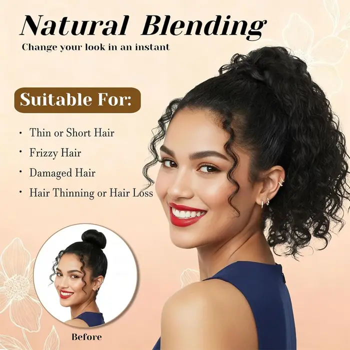Queue de cheval courte bouclée afro pour femme