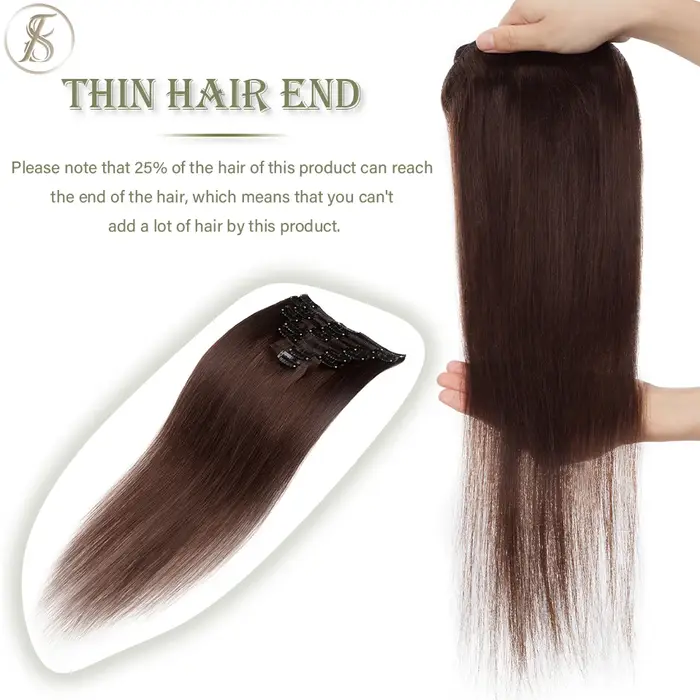 TESS-Extensions de Cheveux Naturels Lisses à réinitialisation, Postiche, Tête Complète, Surbrillance Fine, 50-80g, 8 Pièces/Ensemble