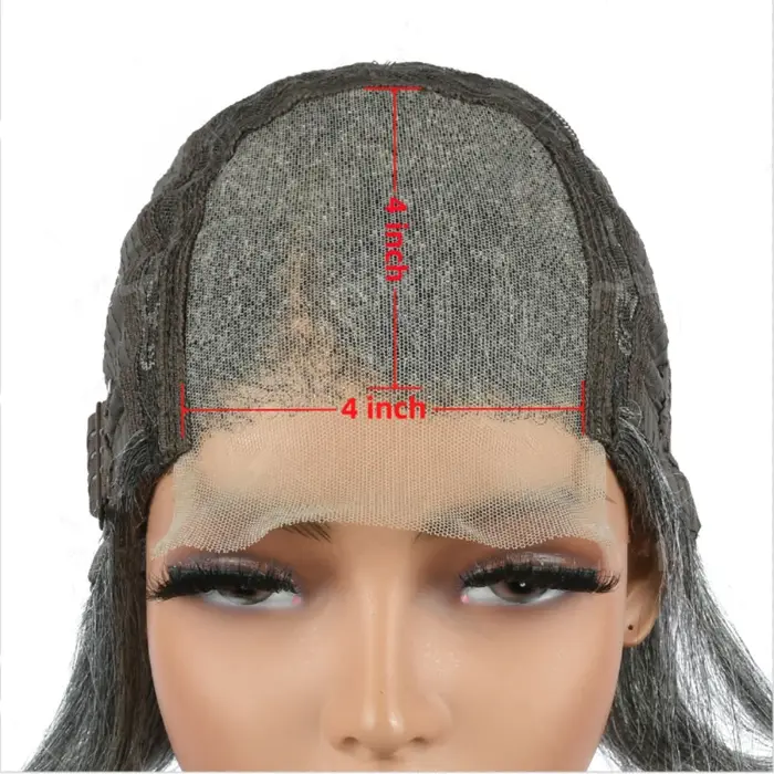 Miss Rola brésilien 4X4 dentelle avant perruques de cheveux humains reflets gris # 44 perruque
