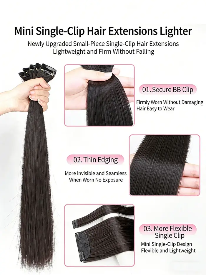 Extensions de cheveux à clipser de 60 cm
