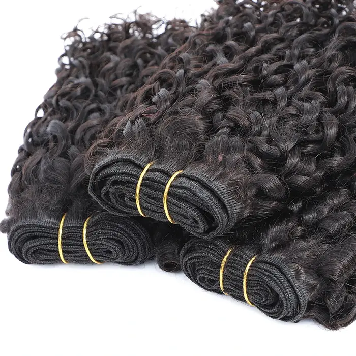 Tissage en lot brésilien naturel Remy bouclé Pixie 12A