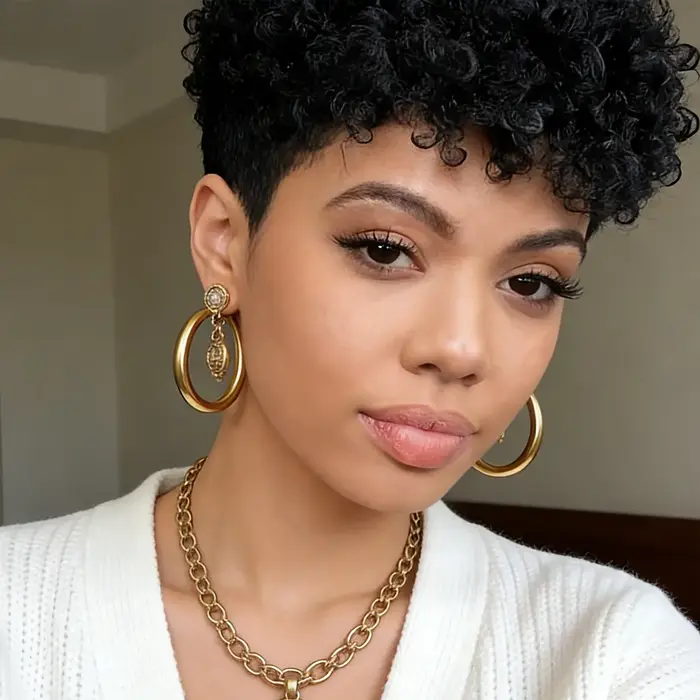 Perruque Courte Bouclée Pixie en Cheveux Humains pour Femme