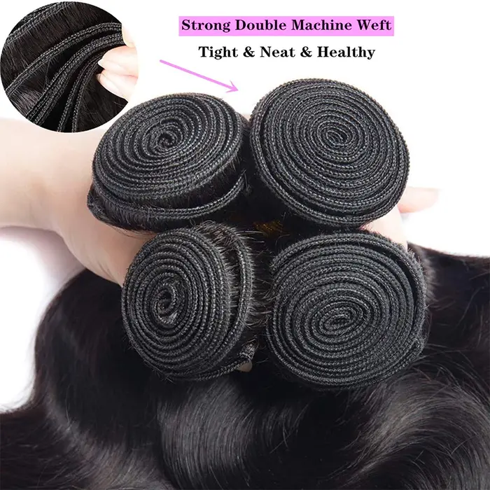 Beaufox paquets de cheveux humains vague lâche avec fermeture tissage