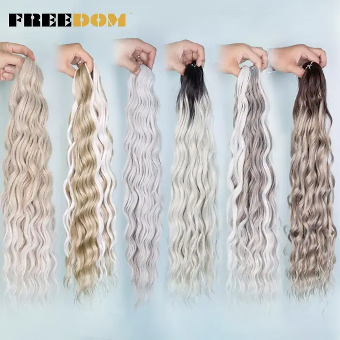 EDOM-Extensions de Cheveux Tressés Synthétiques Bouclés Naturels, Tresses Ondulées, Ombrées, Blondes