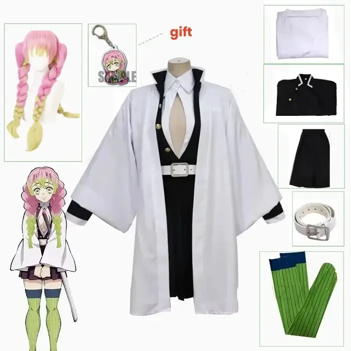 Adulte enfants démon Slayer Kimetsu Kanroji Mitsuri Cosplay Costume avec perruque Kisatsutai Sexy femmes Halloween