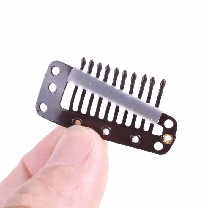 Perruques pinces à cheveux 100 pièces 36mm 10 dents Clips à pression avec dos en silicone pour Extension accessoires