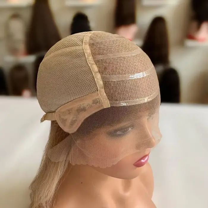 Perruque médicale sans colle avec capuchon en Silicone