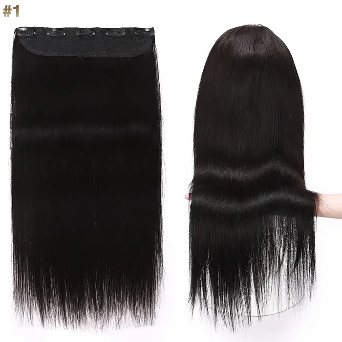 S-noilite-Extensions de Cheveux Humains à Clips, Postiche 5 Clips, 14-24 Pouces, 75-105g, Extension 