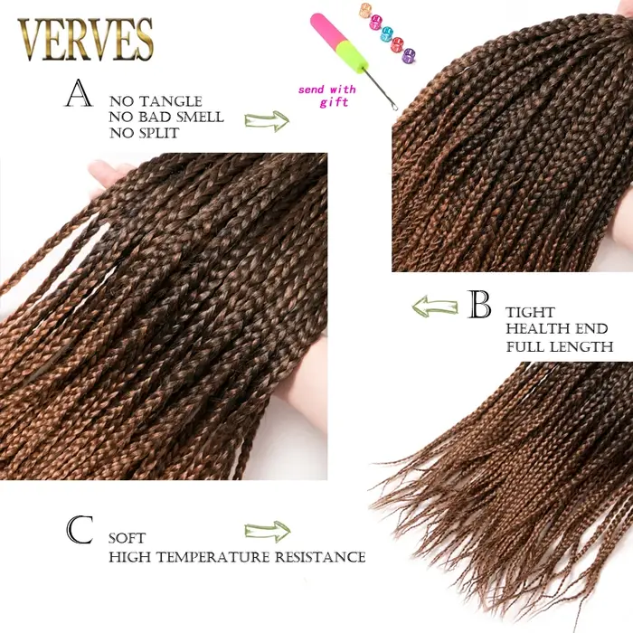 VERVES boîte tresses cheveux synthétiques 14 pouces et 18
