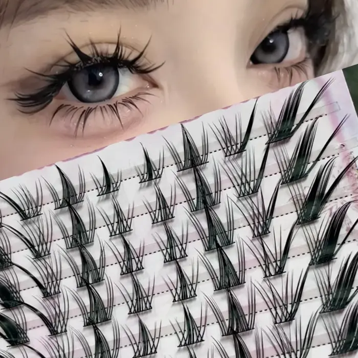 Fox Eye Effect Manga faux cils rouleau épais déformé segmenté individuel Cluster Extensions