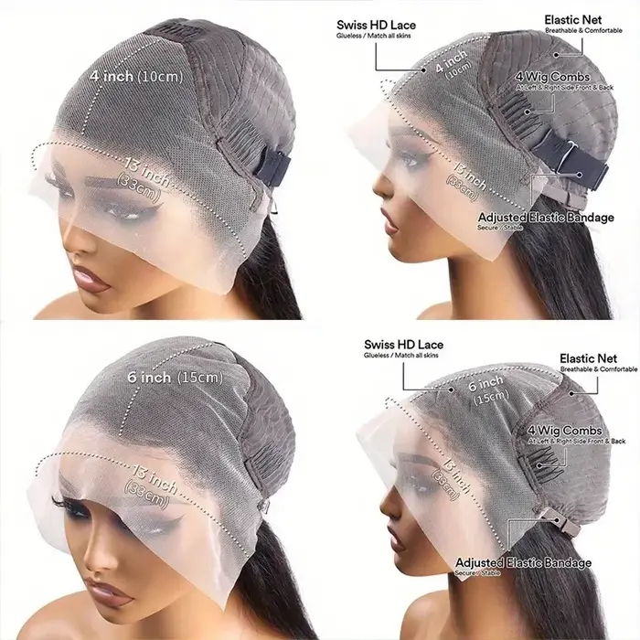 Perruque frontale en dentelle HD 13x6 de 40 pouces, cheveux humains, ondulations profondes, mèches 4