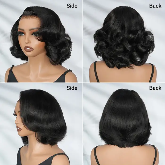 Alipearl cheveux corps lâche pré-coupé dentelle partie latérale Bob perruque 5x7 sans colle pré-ylé 3D bonnet