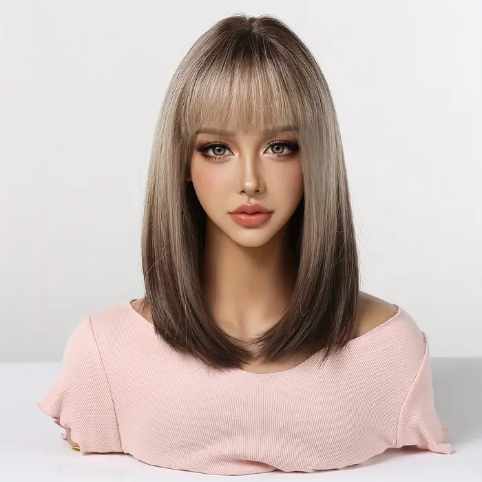 Perruque cheveux raides élégante