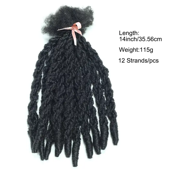 Extensions de cheveux synthétiques bouclés double torsion noirs naturels de 14 pouces pour tressage,
