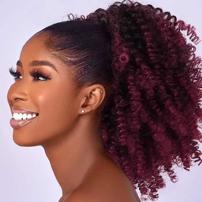 Extension de queue de cheval synthétique Afro bouffante avec cordon de serrage pour femmes noires