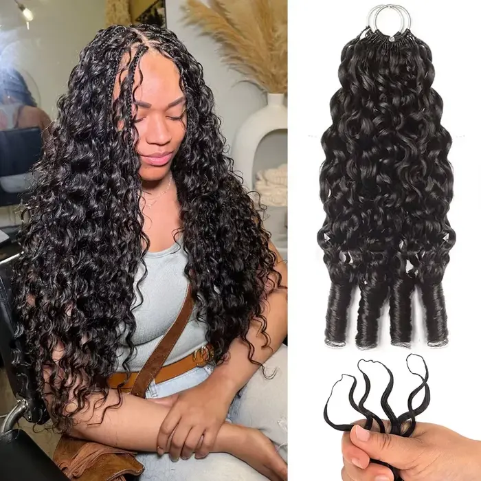 Extensions de cheveux humains bouclés bouddhistes 100 % naturels pour tresses au crochet, style bohè