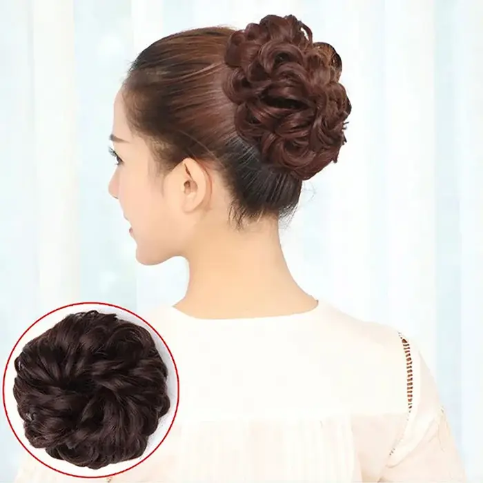 Chignon synthétique perruque dames queue de cheval Extension de cheveux Scrunchie élastique vague bouclés postiches