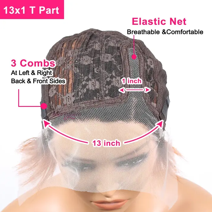 Perruques courtes Pixie Cut 13x4 avec dentelle transparente pour femmes, perruque bob courte brésili