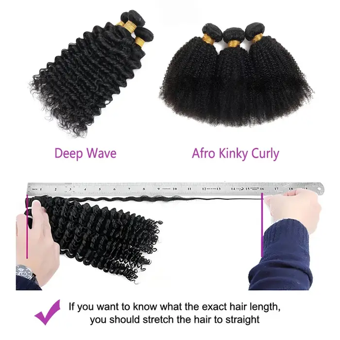 Tissage Afro bouclé et crépu avec Lace Frontal Closure d'oreille à oreille