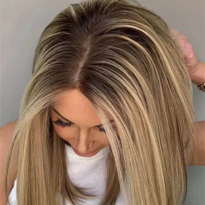 Perruque Balayage synthétique courte et lisse