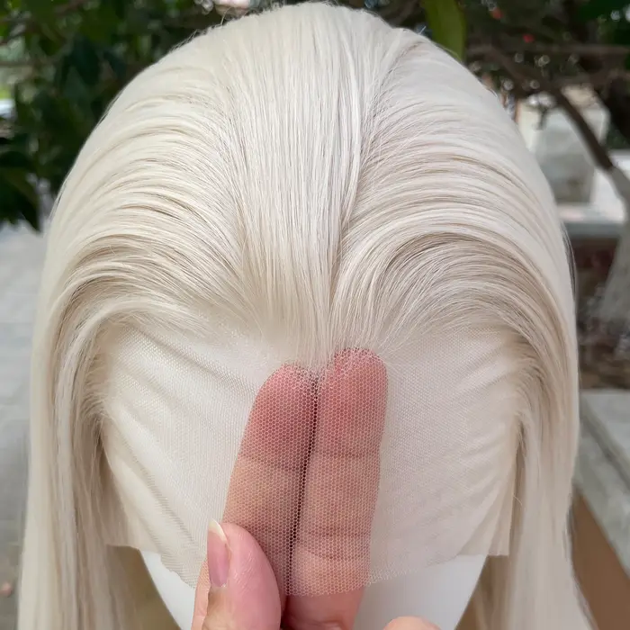 Costume d'elfe style Peak Platinum ‌   Perruques Lace Front Synthétiques Blondes 13x4 pour Femmes, 2