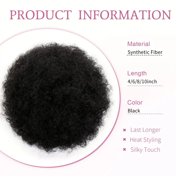 1Pc Afro bouffée cordon queue de cheval courte crépus bouclés Afro queue de cheval cheveux synthétiq