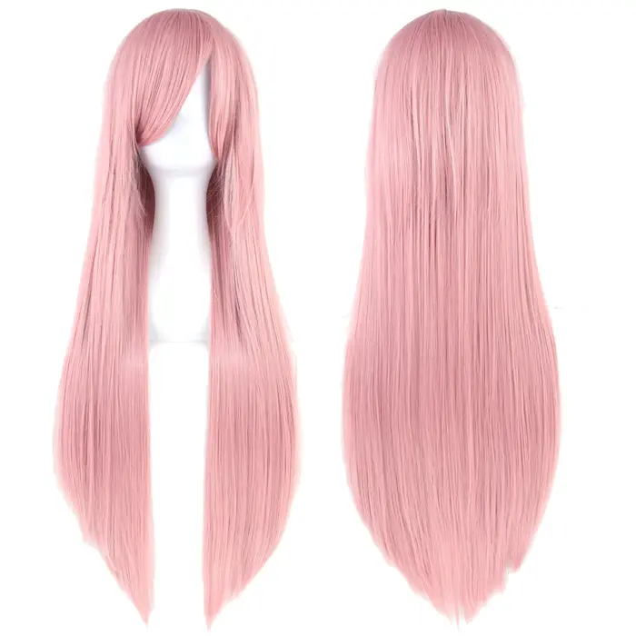 Perruque synthétique longue rose clair pour Cosplay Anime Megurine Luka perruque droite Momoi Satsuk