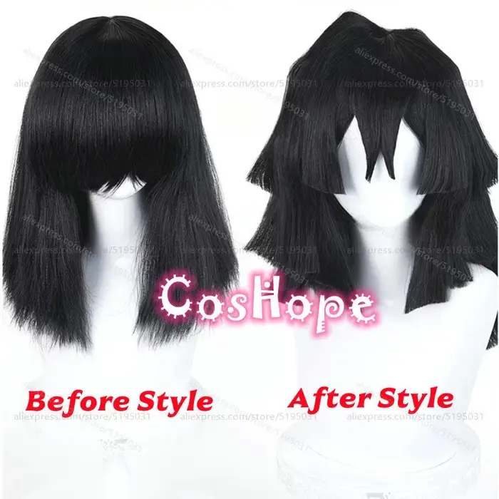 Iguro Obanai Cosplay perruque 40 cm courte