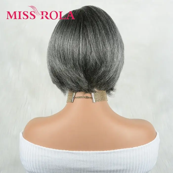 Miss Rola brésilien 4X4 dentelle avant perruques de cheveux humains reflets gris # 44 perruque