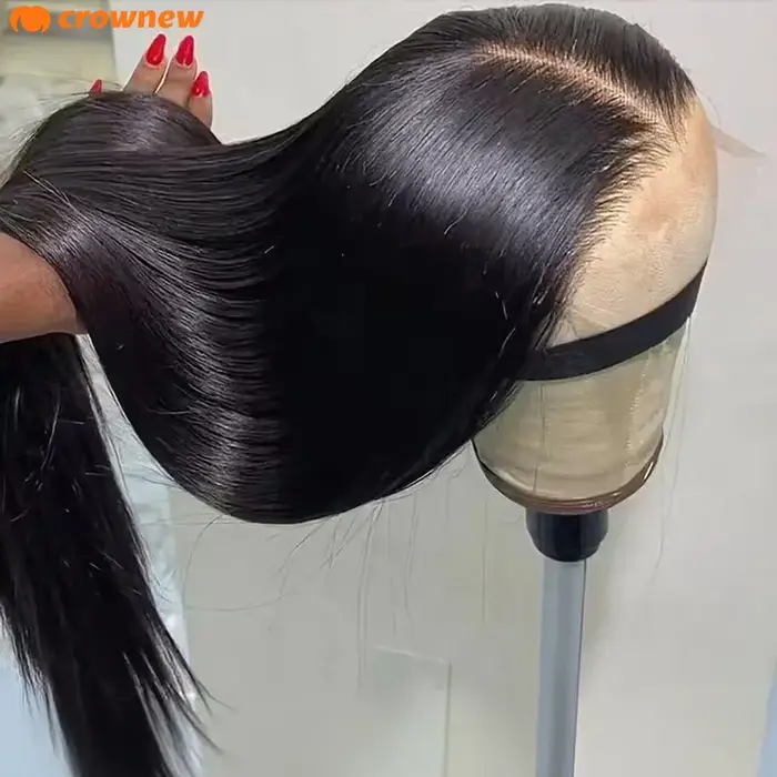 Perruques en cheveux humains lisses, 100% cheveux humains, 36 pouces de long, perruques sans colle, 