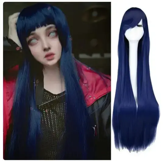 Perruque blanche 100 CM/40 pouces postiche longue fibre synthétique résistante à la chaleur Salon de coiffure fête dessin animé Cosplay cheveux raides