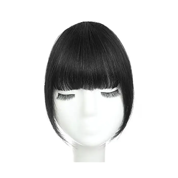 Frange à clipser 100% cheveux humains, extensions noires naturelles, franges à clipser pour femmes a
