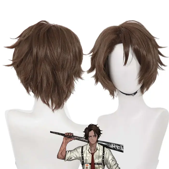 Perruque de cosplay pour homme, cheveux courts bruns, Heathcliff de Limbus Company