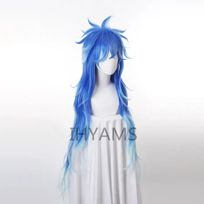Idia Shroud perruque Cosplay Hercules Hades cheveux synthétiques Halloween hommes femmes unisexe jeu de rôle mixte bleu longue perruque + bonnet de perruque