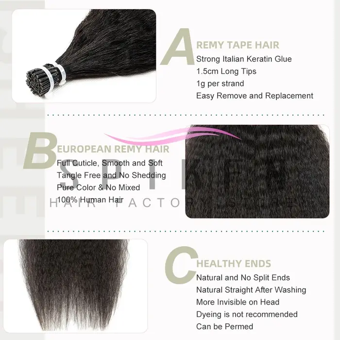 Extensions de cheveux humains naturels noirs
