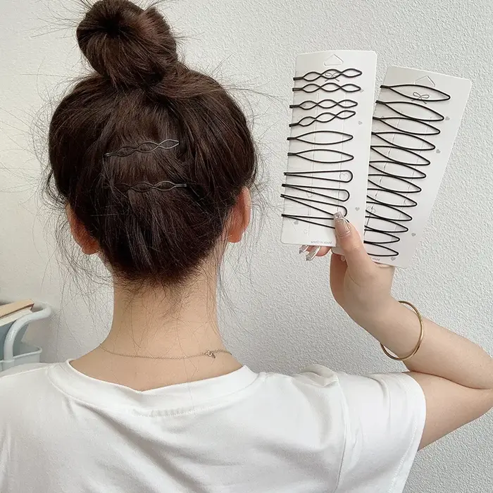 Épingles à cheveux ondulées noires pour femmes et filles