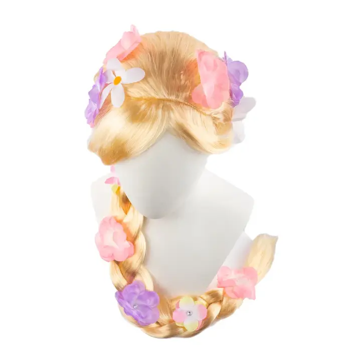 Perruques longues blondes Raiponce pour enfants