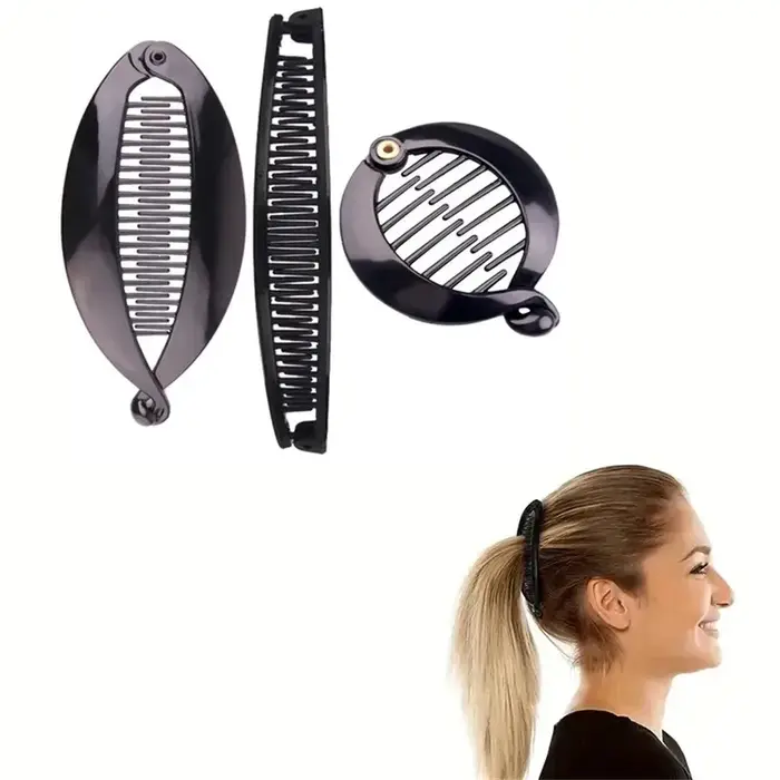 Lot de 3 pinces à cheveux noires