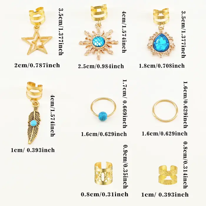 46 pièces pendentif Turquoise Dreadlock tresse cheveux perle anneaux de cheveux Style Hippie accesso