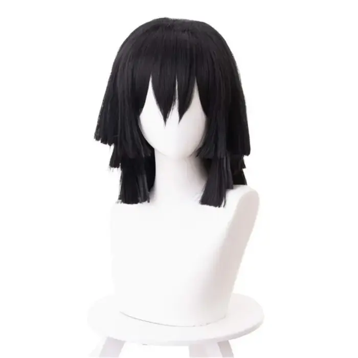 Anime Igflats Obanai Cosplay Perruque, Cheveux Synthétiques Courts, Style Noir, Degré de Chaleur, Ac