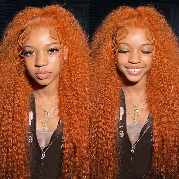 Perruque de cheveux humains au gingembre 250 densité 13X6 Hd