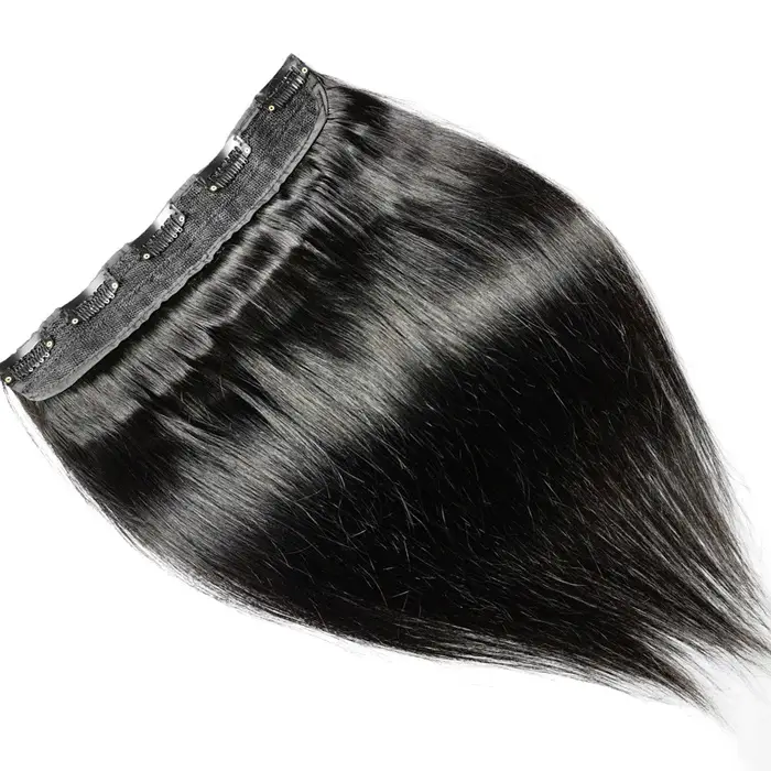 Extensions de cheveux humains à clips pour femmes, 8 pièces, cheveux longs et lisses, invisibles, sa
