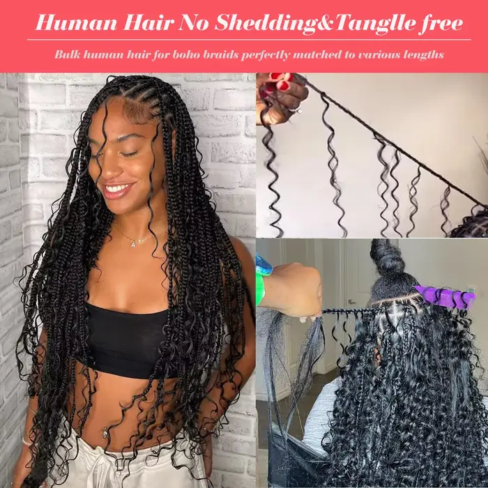 Tressage humain cheveux vague profonde en vrac cheveux humains 100g sans trame cheveux humains paque